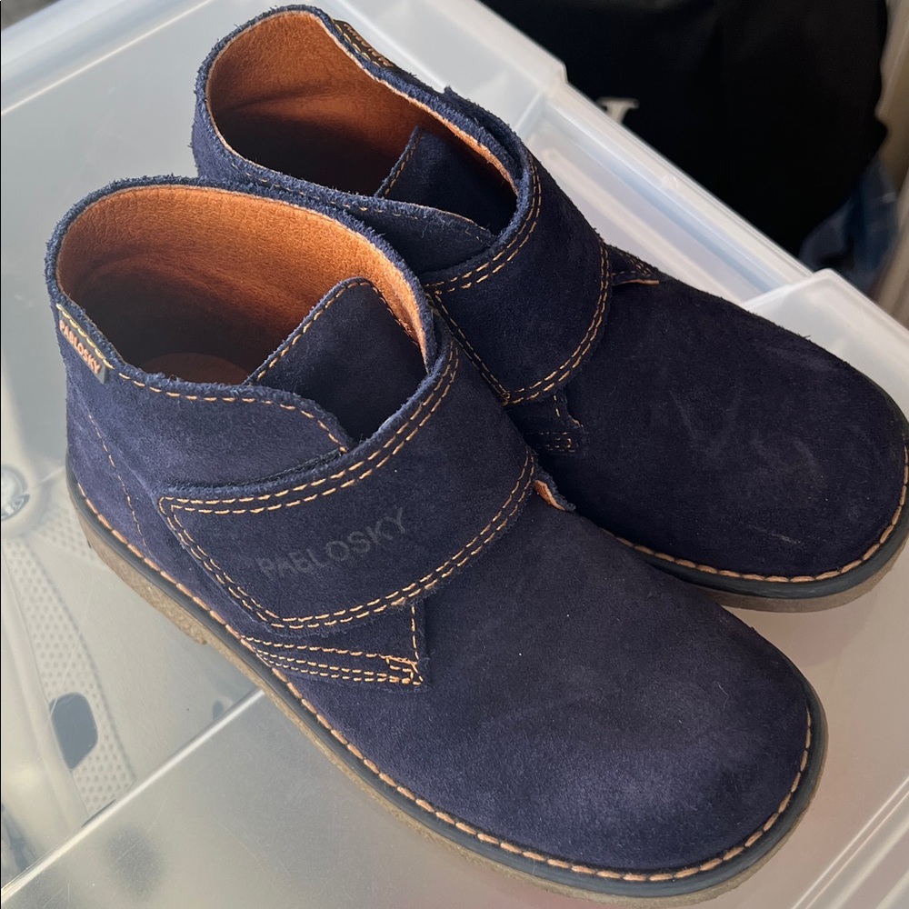 Pablosky Kids Blue Suede Velcro Dress Boots